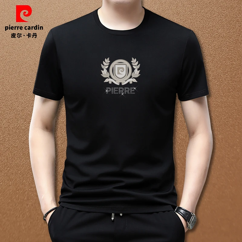 皮尔卡丹2025夏季新品时尚高档半袖修身显瘦大码中青年时尚款男装