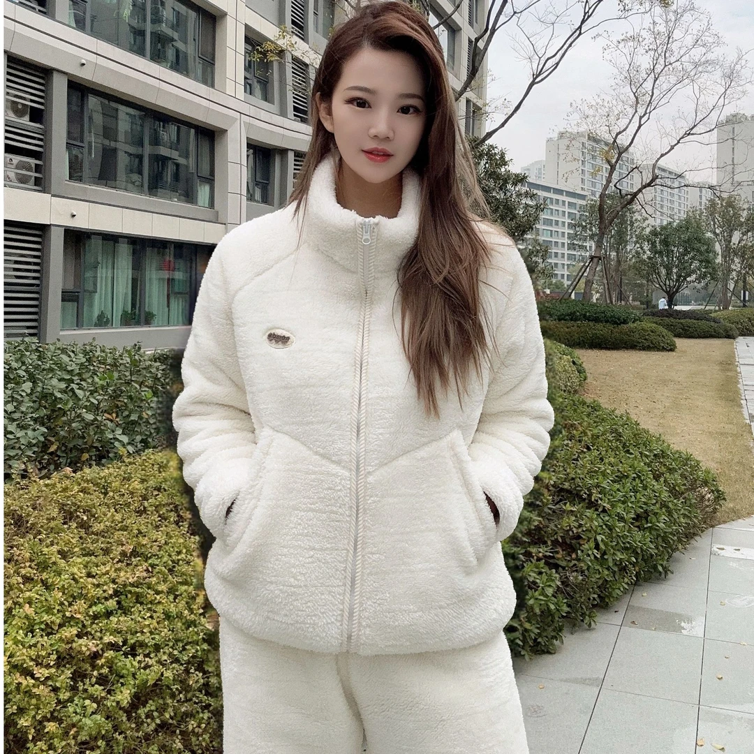 【加加厚发财大口袋】情侣休闲家居服巨能装毛绒宽松保暖套装