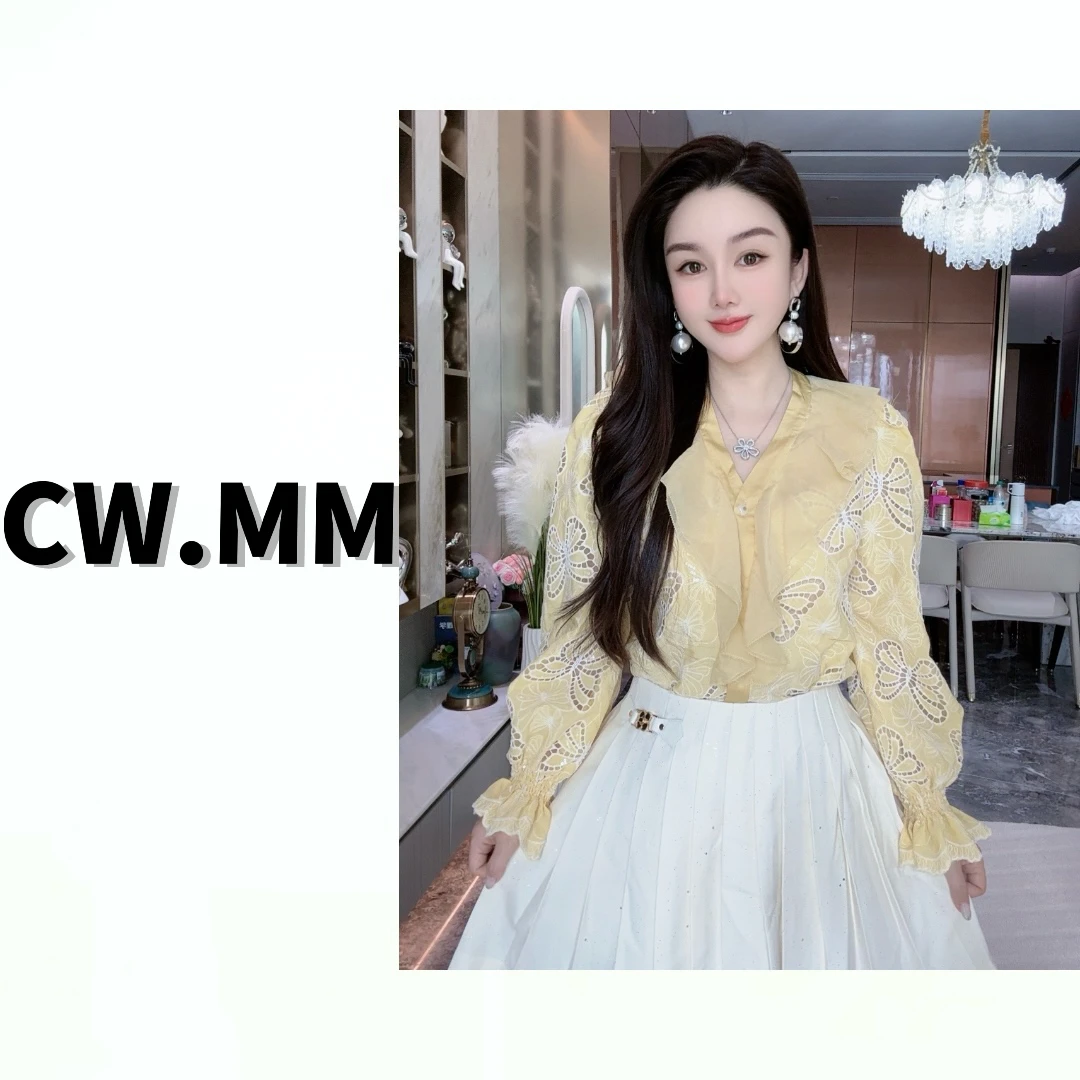 CW.MM 荷叶蝴蝶镂空设计感宽松上衣