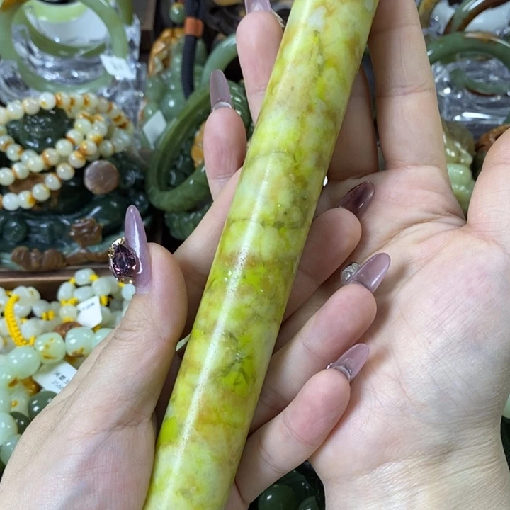 蛇纹石玉擀面棍合金森**淼