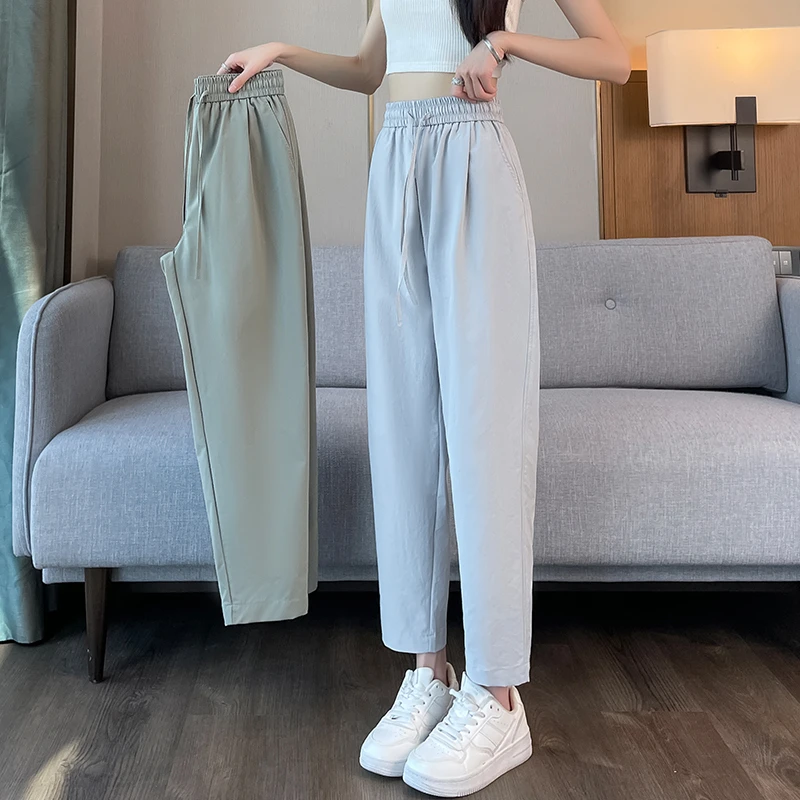 2025新款哈伦裤女夏季薄款速干冰丝高腰显瘦小个子休闲宽松运动裤