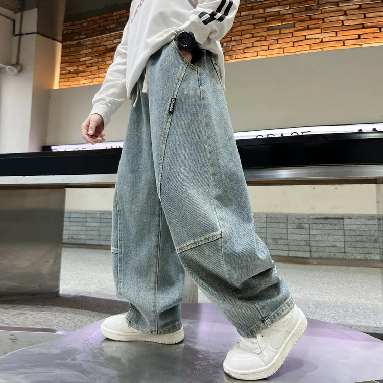 男大童春季纯色牛仔裤儿童韩版春装裤子中大童春款百搭牛仔裤785