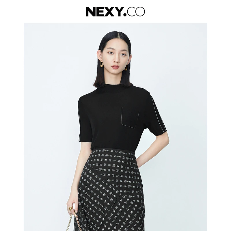NEXY.CO/奈蔻【星线好物】针织衫|亲肤|舒服|黑色|简约|XZ01644W0