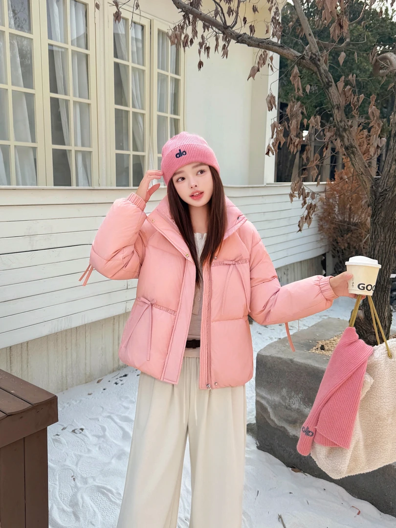 韩版短款棉服女2025秋冬新款加厚保暖连帽面包服过年红色棉衣外套