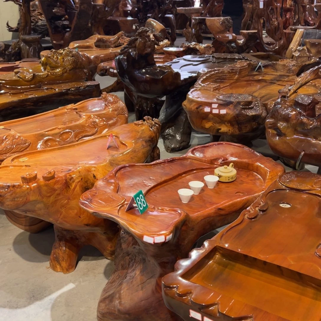 香樟木至**言根雕茶几