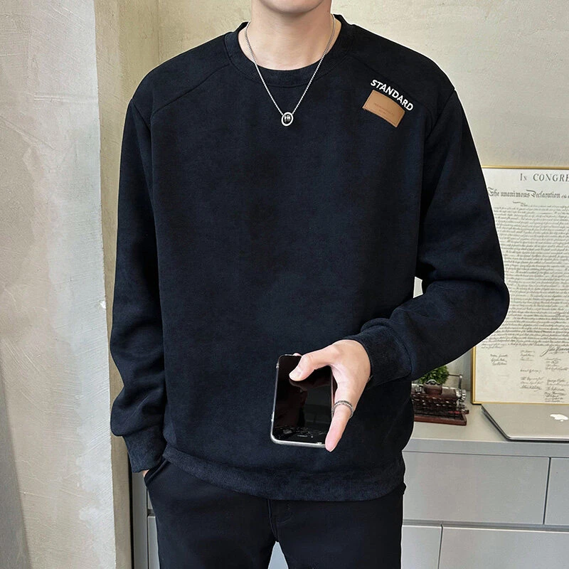 【高品质】2025春秋撞色领辑明线工艺圆领卫衣潮流时尚百搭青年2769