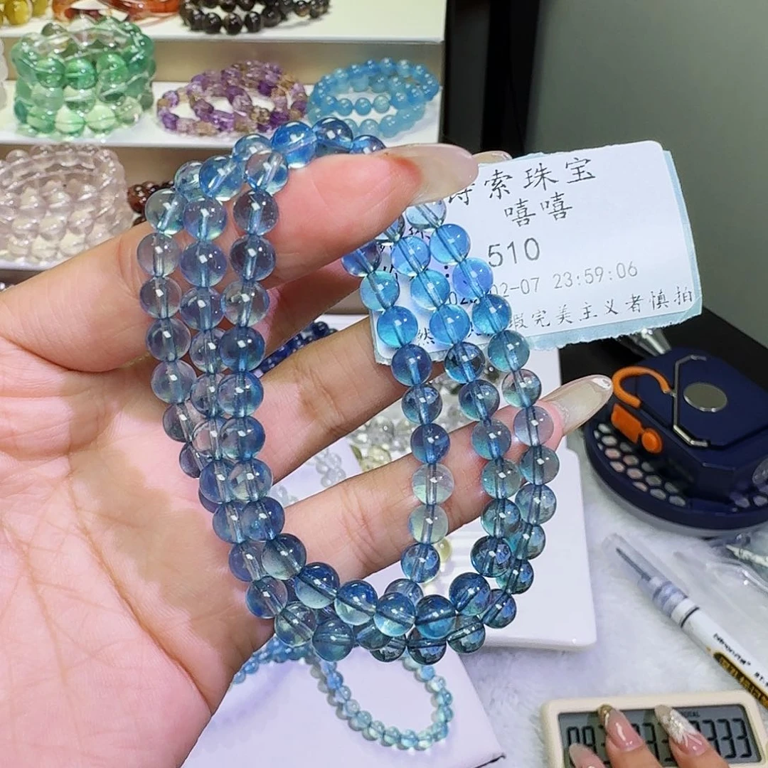 水晶手链未镶嵌嘻*海蓝宝6