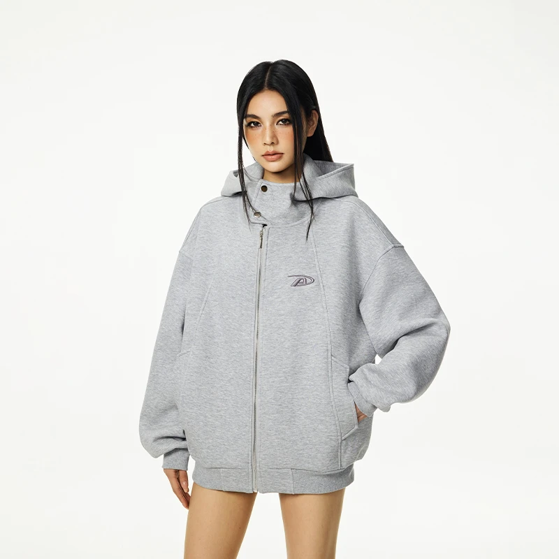 【AchocK达人专属】空气层连帽卫衣外套潮牌简约情侣拉链开衫上衣男