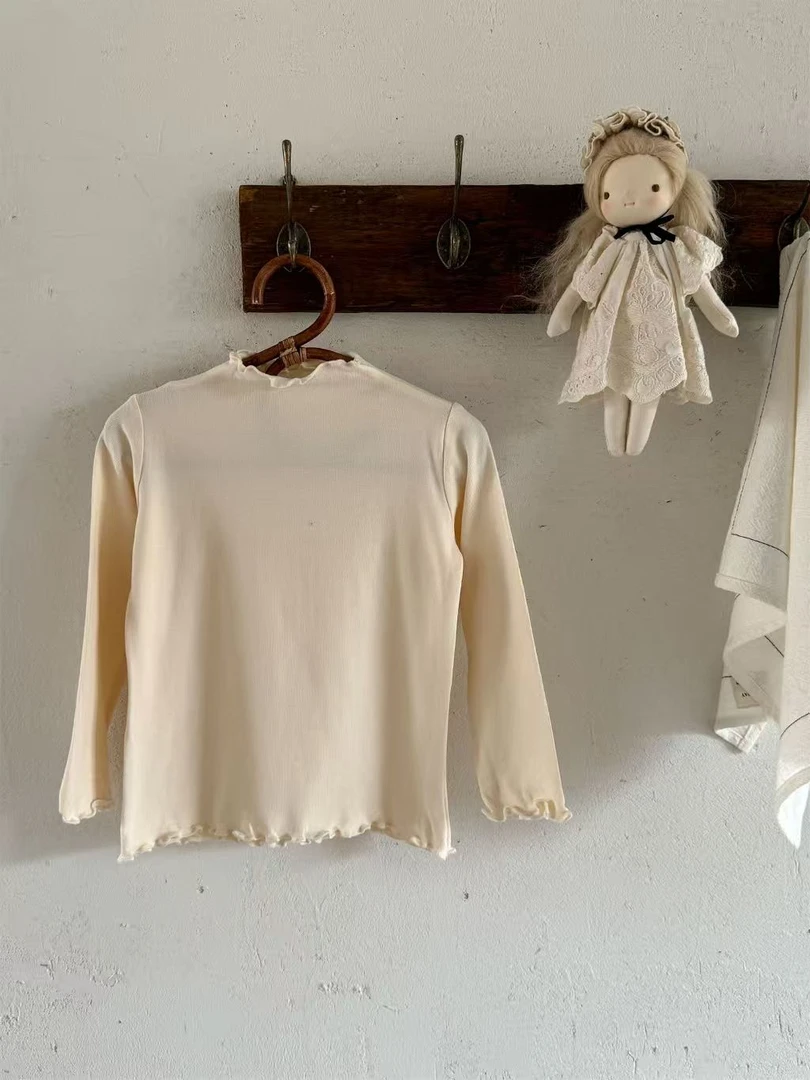 木耳边2025秋季新品女童长袖A类春秋T恤打底衣打底衫柔软宽松