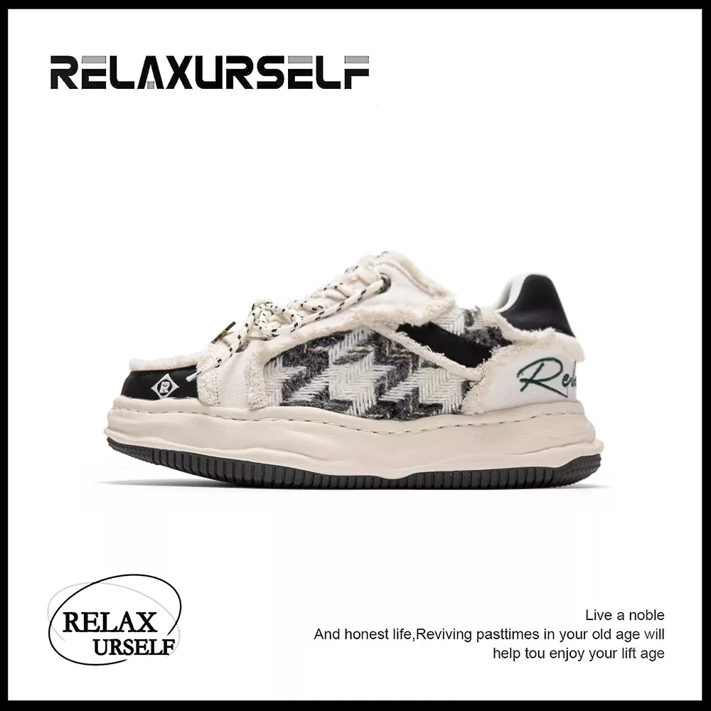 RELAXURSELF达人手工刺绣潮鞋透气百搭增高鞋小清新情侣鞋休闲鞋