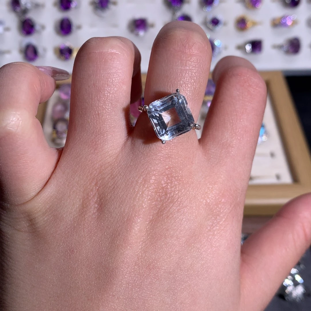 【闪购商品】水晶戒指银S925镶嵌p****?戒指