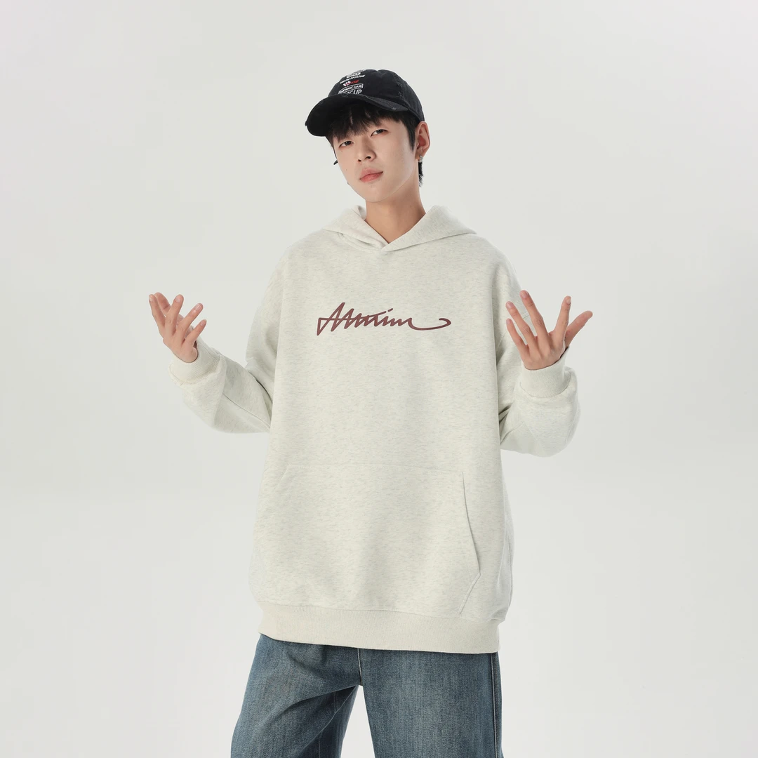 春秋款卫衣青少年时尚潮流简约百搭连帽宽松休闲百搭国潮套头卫衣