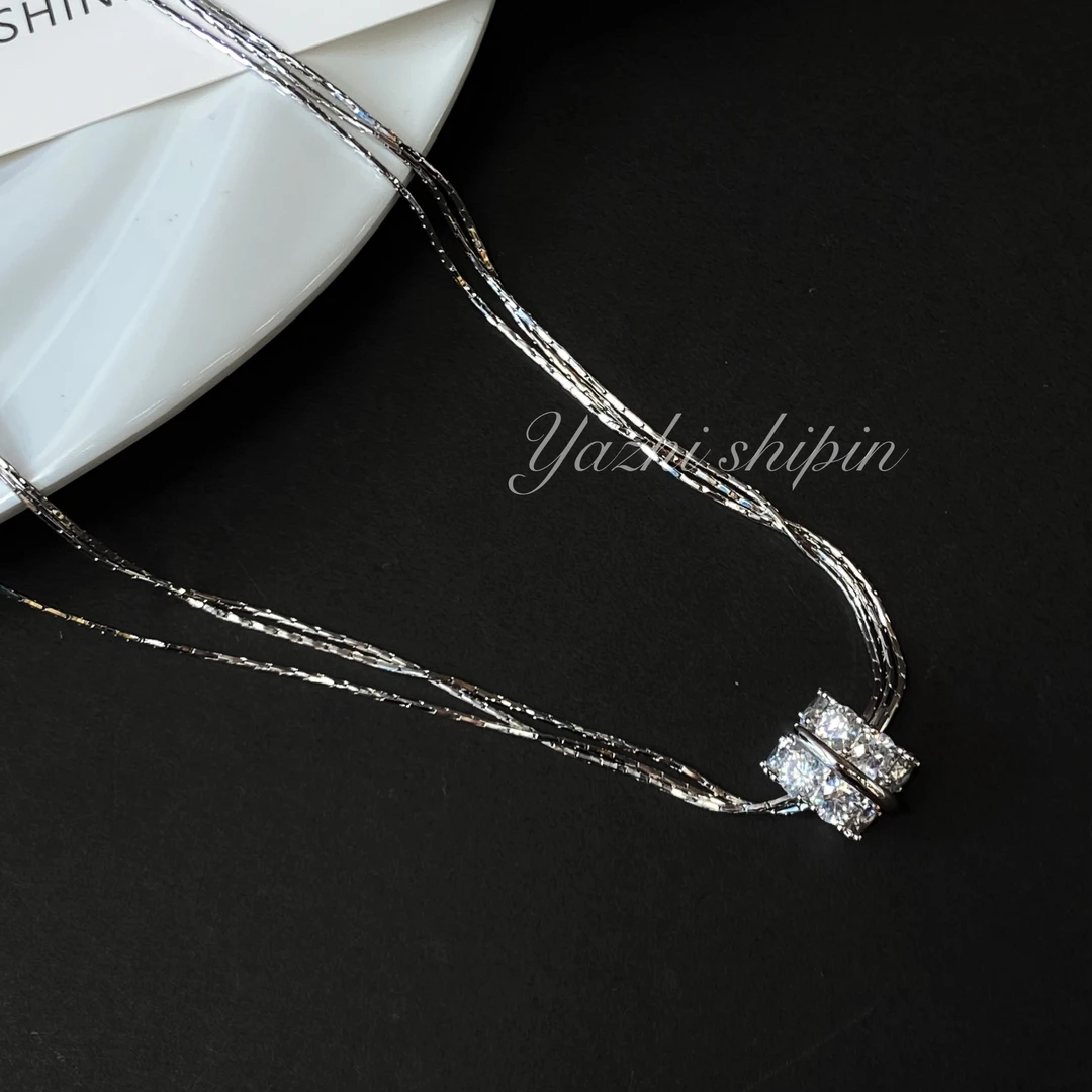 铜合金项链 路路通锆石多层项链时尚简约轻奢百搭气质精致