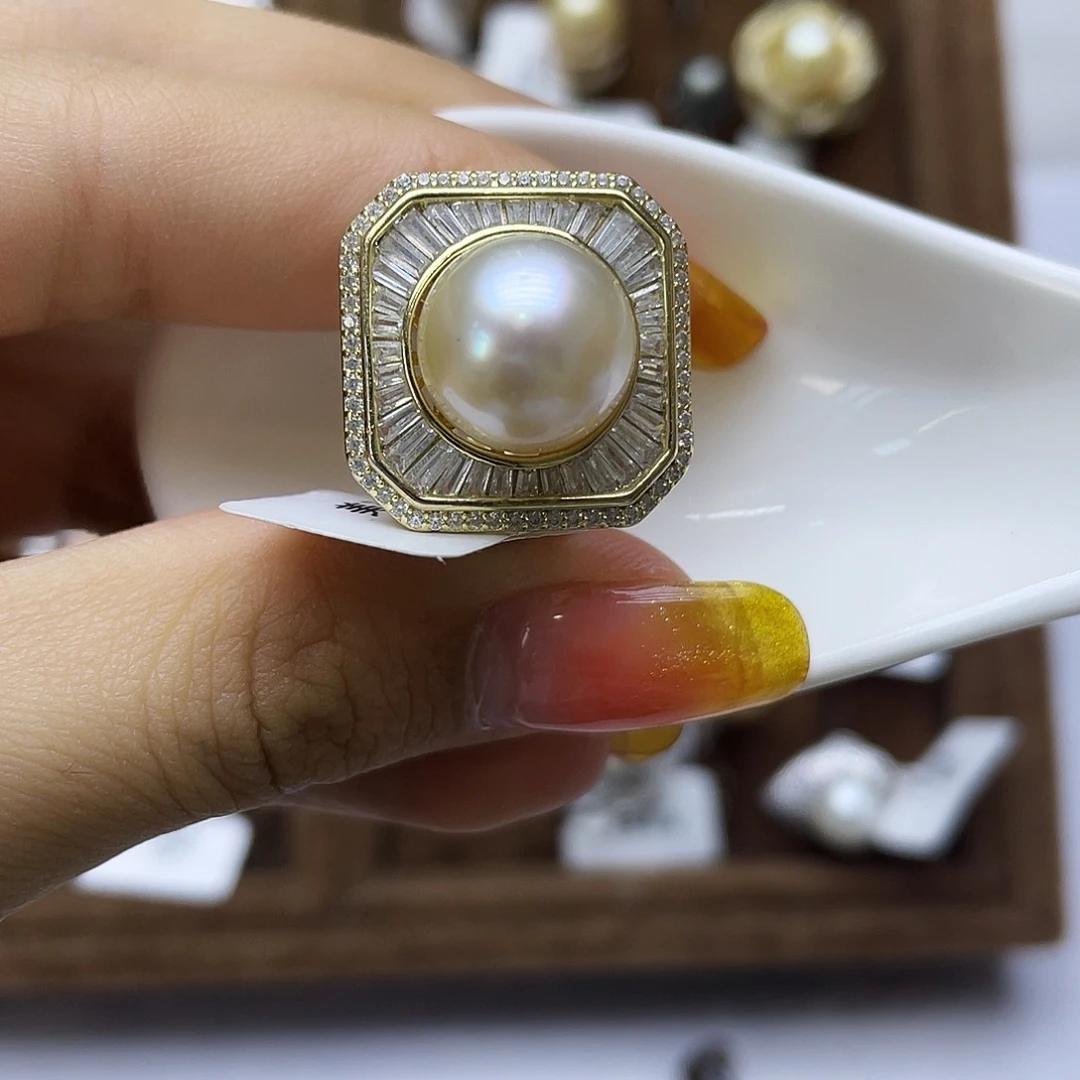 戒圈海水珍珠银S925镶嵌