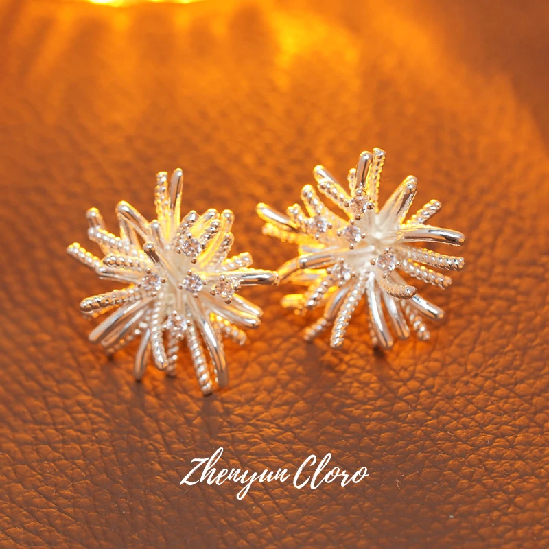 铜合金耳饰 时尚优雅立体花蕊造型镶锆耳环 BL4089