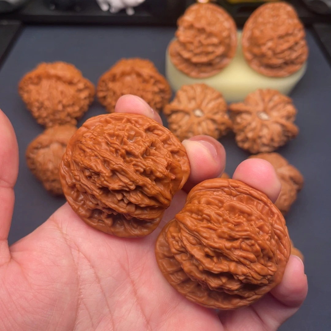 小***七文玩核桃把件全品无修41红皮麦穗虎