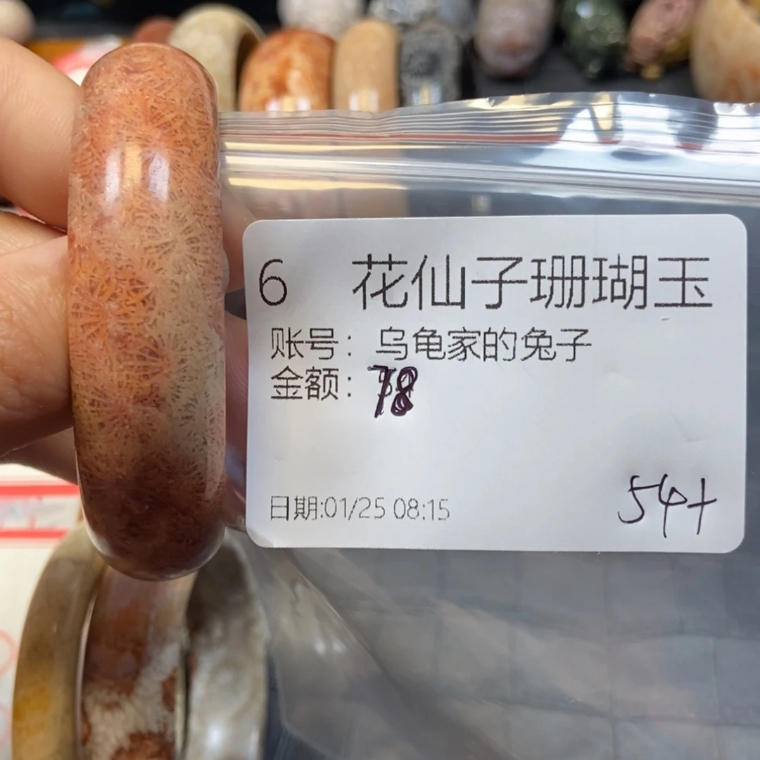 硅化珊瑚（珊瑚玉）手镯未镶嵌乌****子6