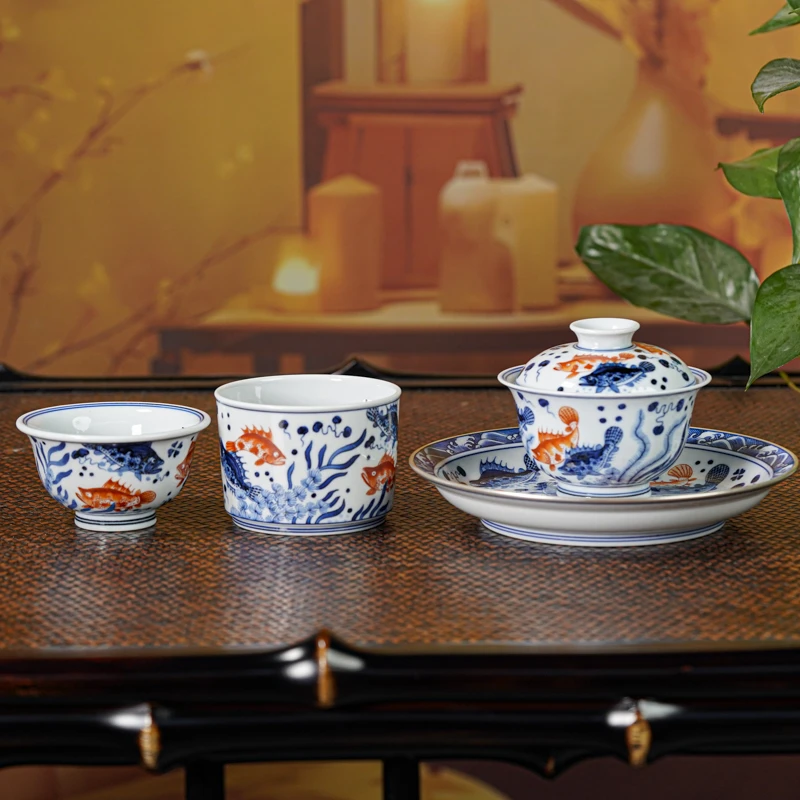 【墨舍柴窑】矾红满鳜茶道套组景德镇陶瓷茶具 mstz85水具套装手工
