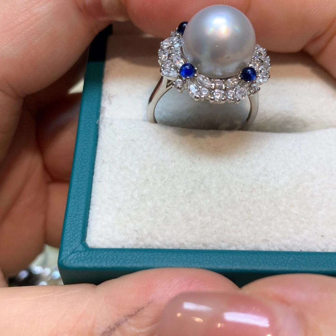 海水珍珠戒指银S925镶嵌