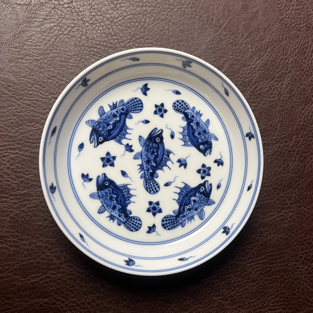 西园柴窑桃花鳜鱼壶承直径13