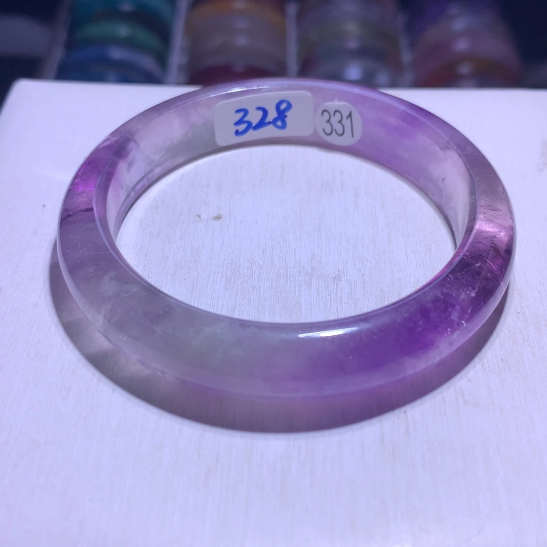 银S925镶嵌水晶手镯紫水59.1圈331