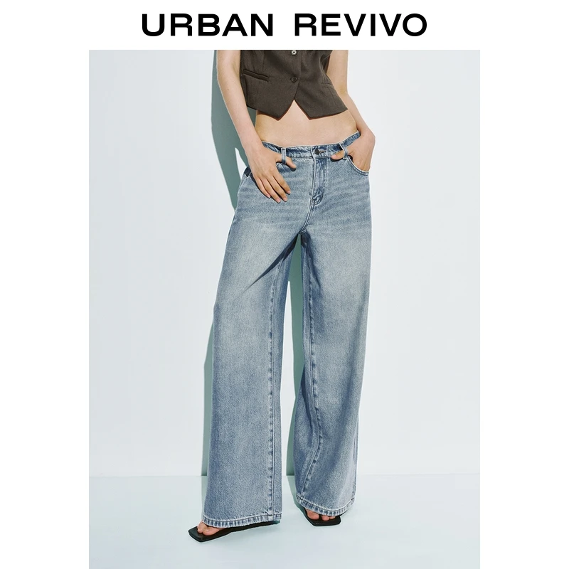 UR2025夏季新款女装时尚复古休闲百搭洗水牛仔长裤UWH850058