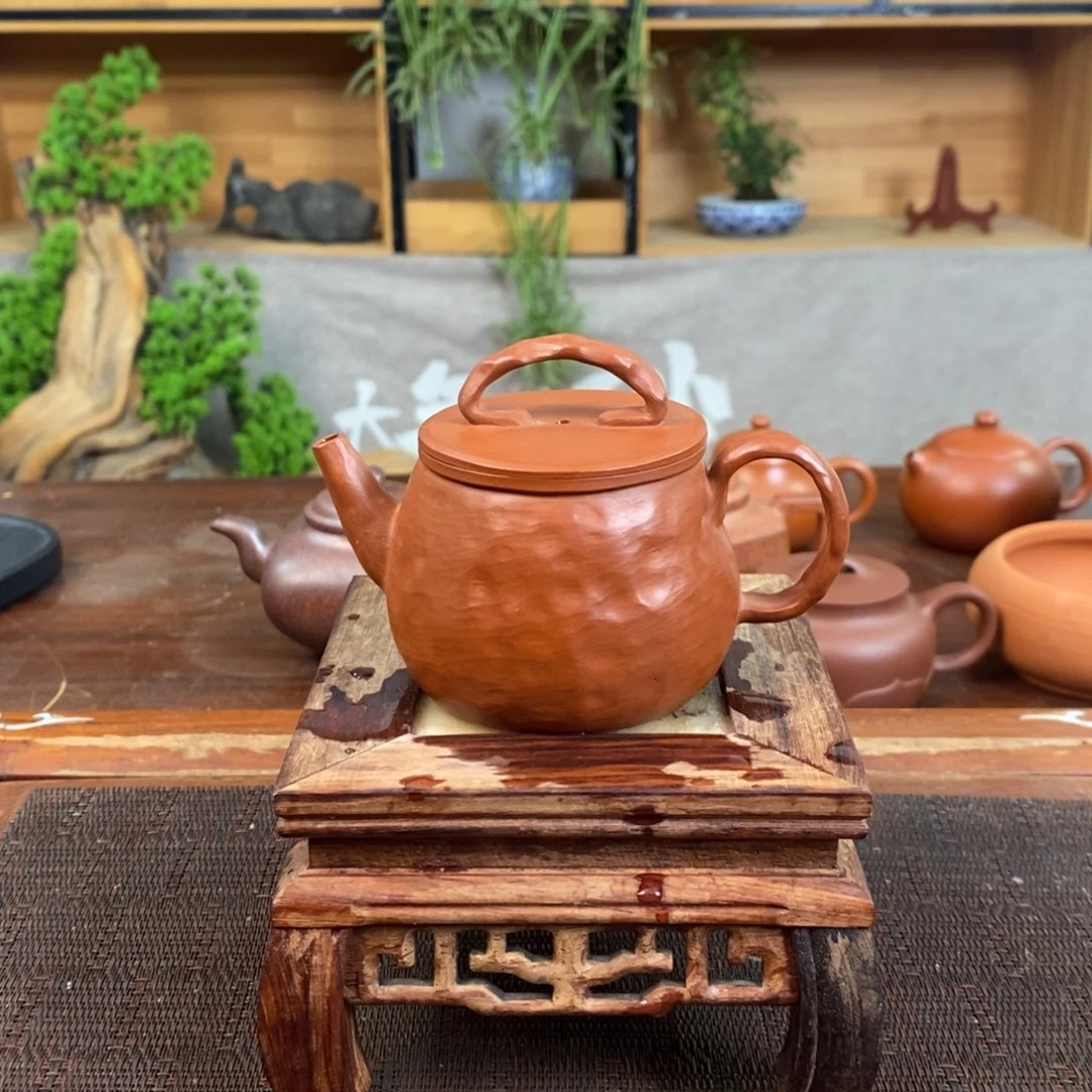 茶壶紫砂微瑕 大红袍全手工手捏壶