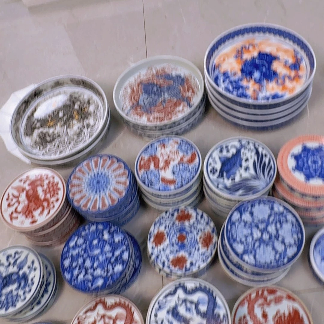 瓷片青花鱼藻盖置景德镇