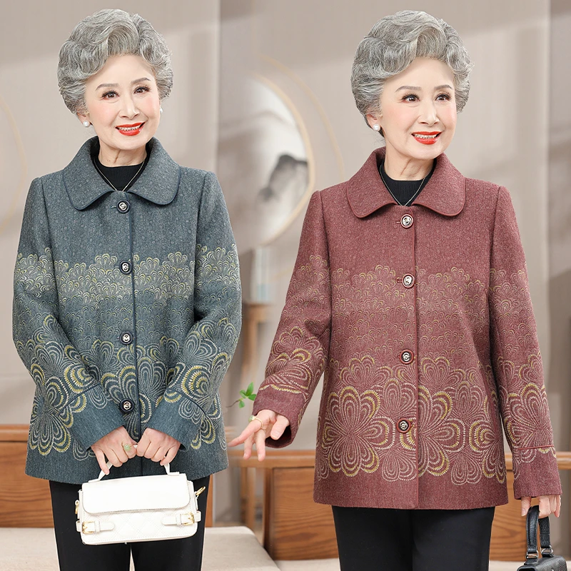 妈妈装春装外套夹克女奶奶装中年老人衣服新气质款秋装春秋外套