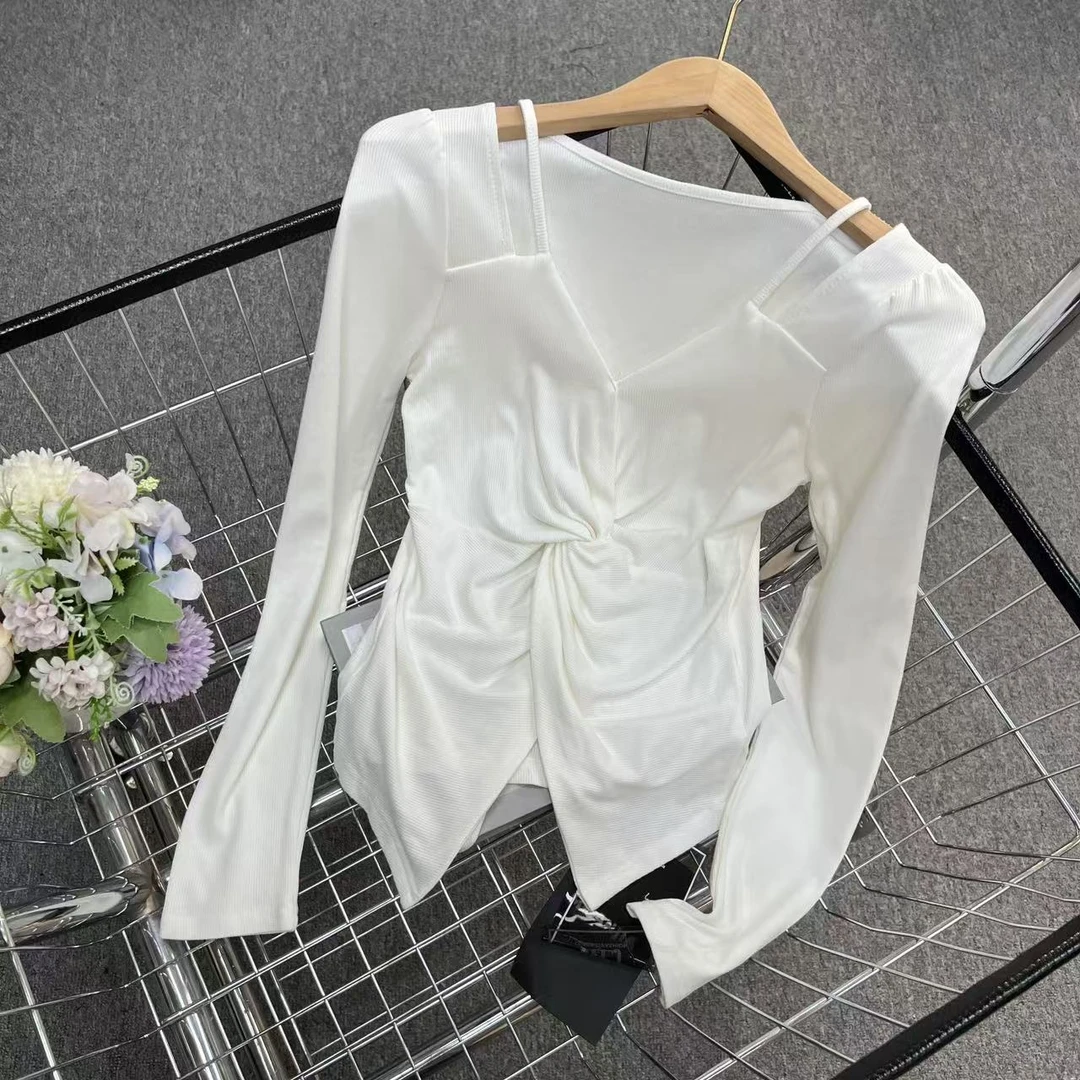 春款不规则设计感打底衫Y16