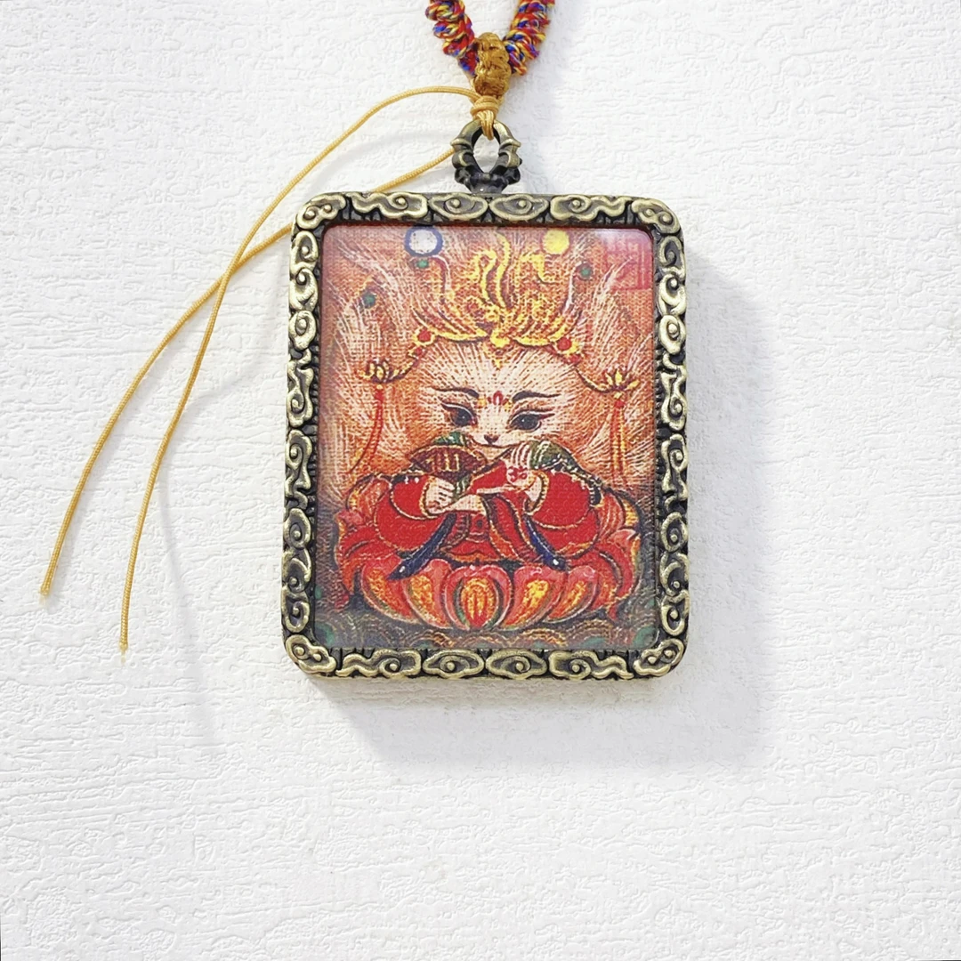 铜合金项链 木木（RZ6267）60厘米 唐卡九尾狐编织绳长项链