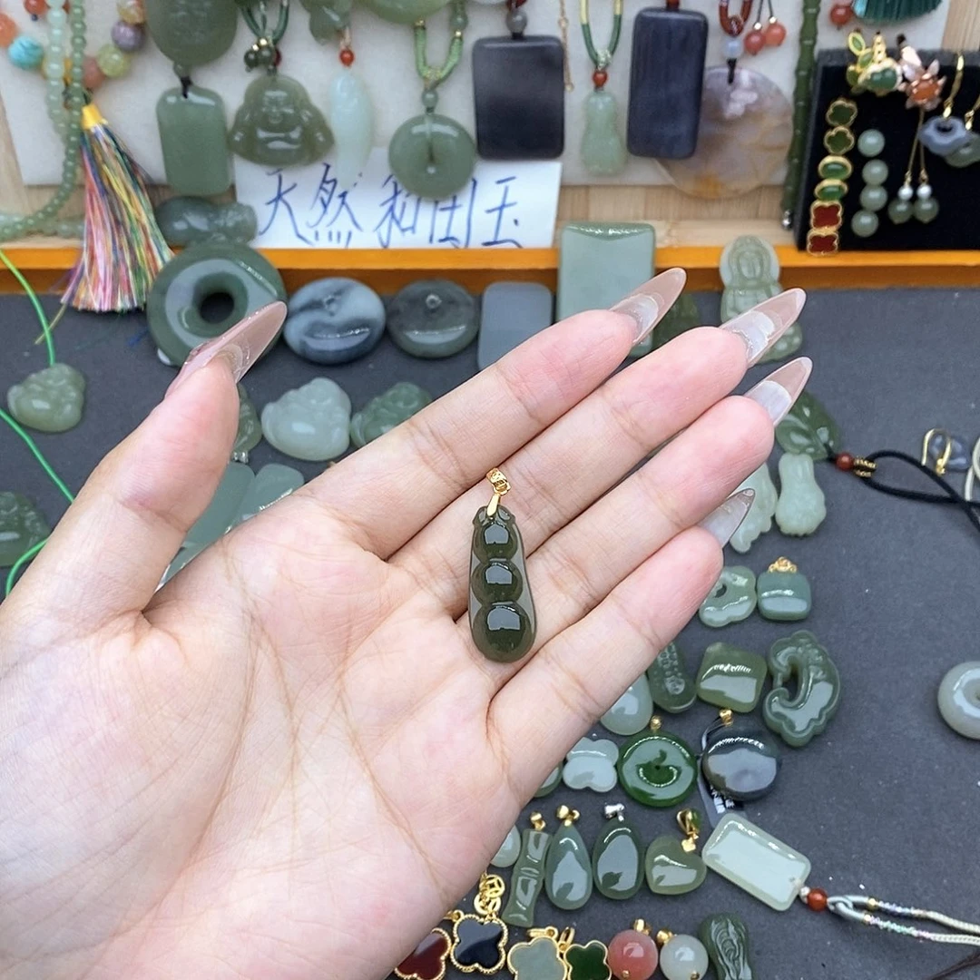 和田玉银S925镶嵌吊坠(不含链)