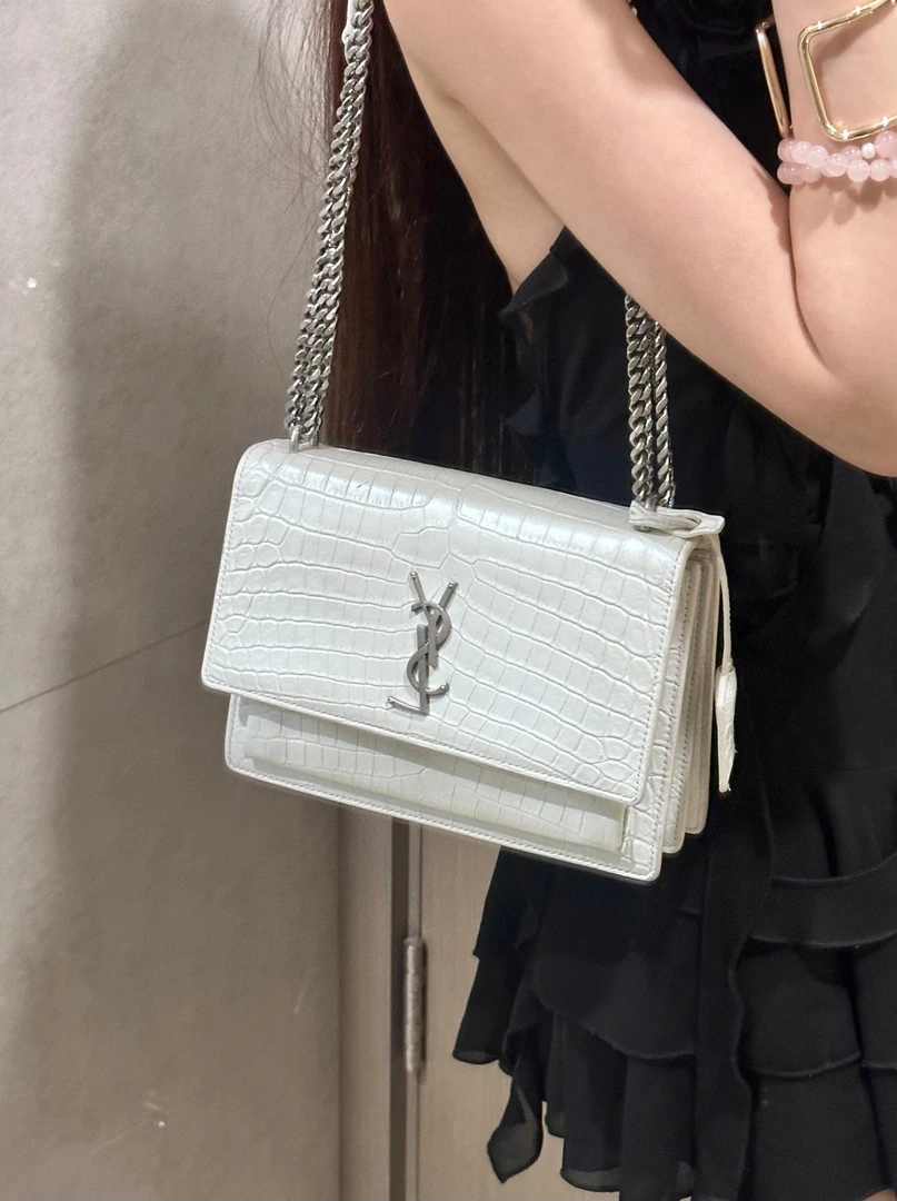 95新 YSL/圣罗兰 ysl 白银日落斜挎包