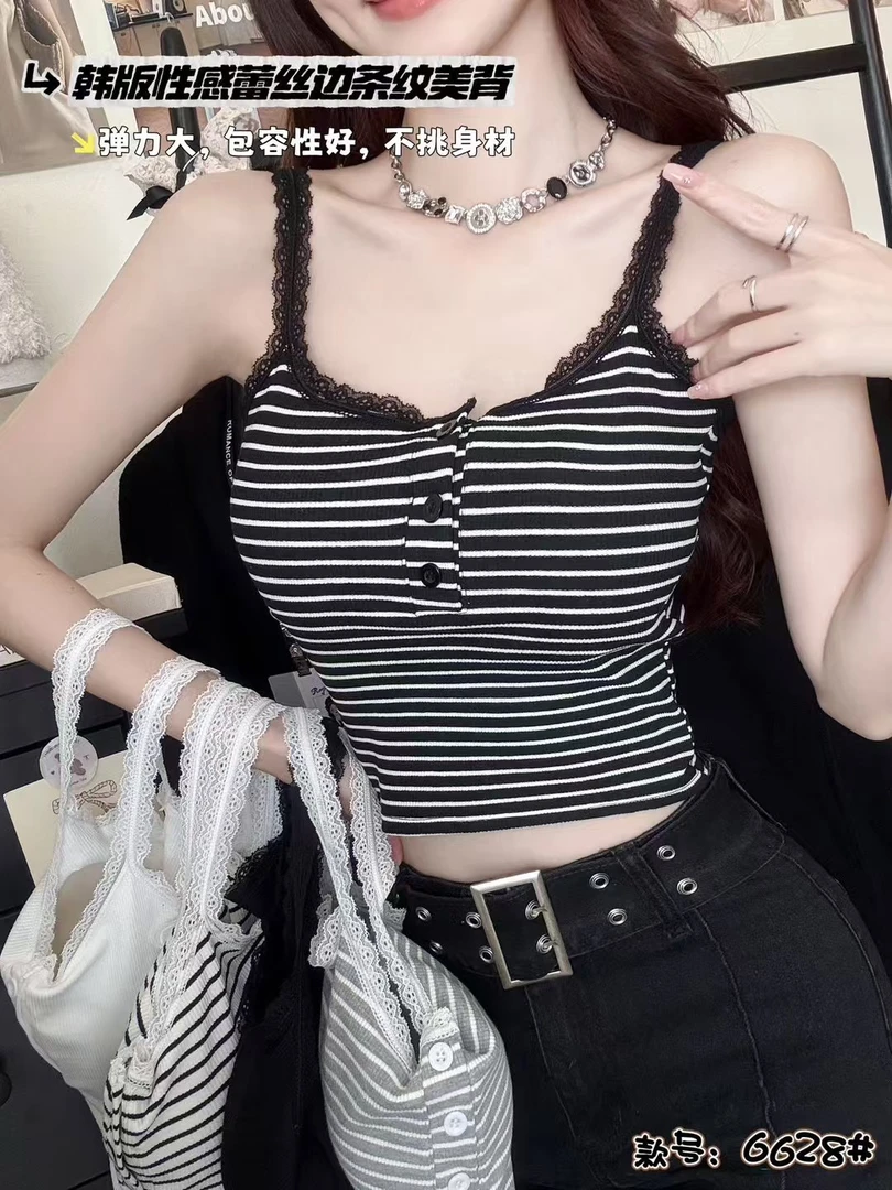 网红女百搭辣妹免穿胸罩外穿吊带背心时尚甜美显瘦上衣