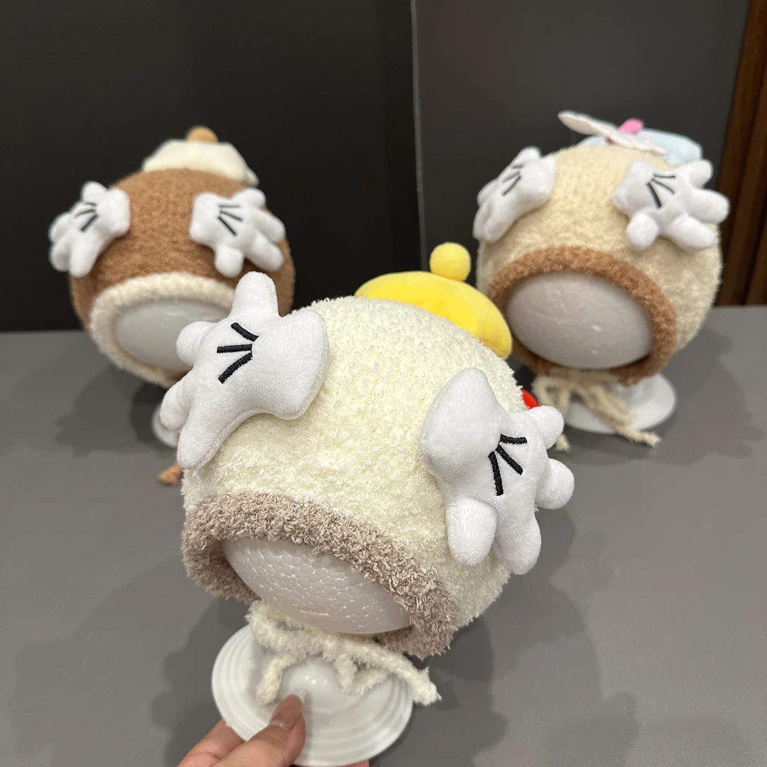 宝宝套头帽秋冬季可爱卡通护耳帽男女童包头帽婴儿帽子防风毛线帽