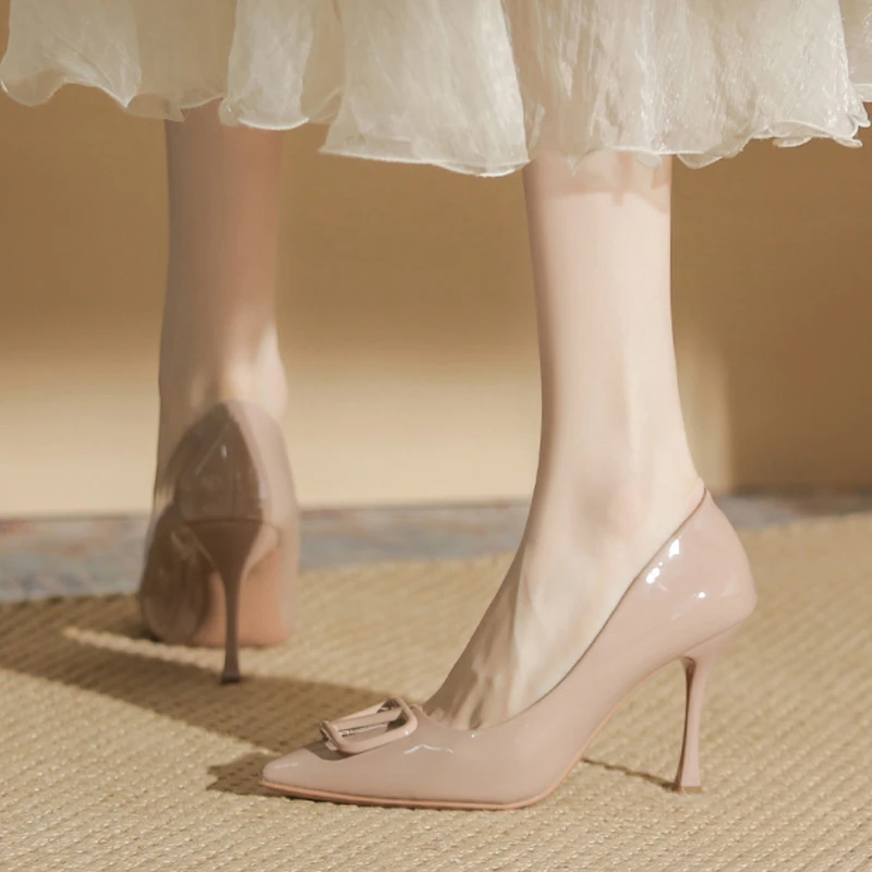 2025年新款爆款裸色高跟鞋女细跟法式气质尖头浅口不累脚职业单鞋