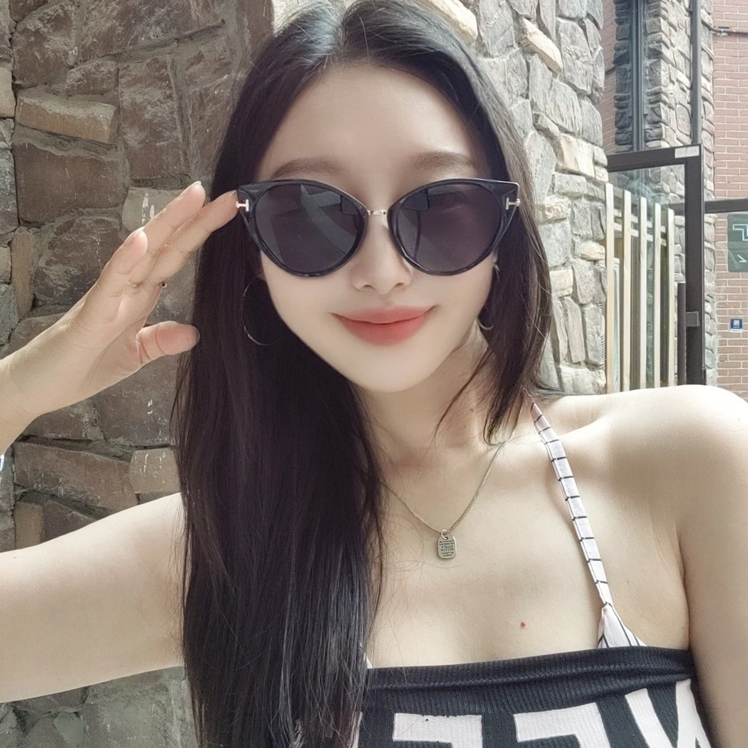 2025新款欧美猫眼黑色大框太阳镜时尚墨镜女防晒防紫外线遮阳眼镜