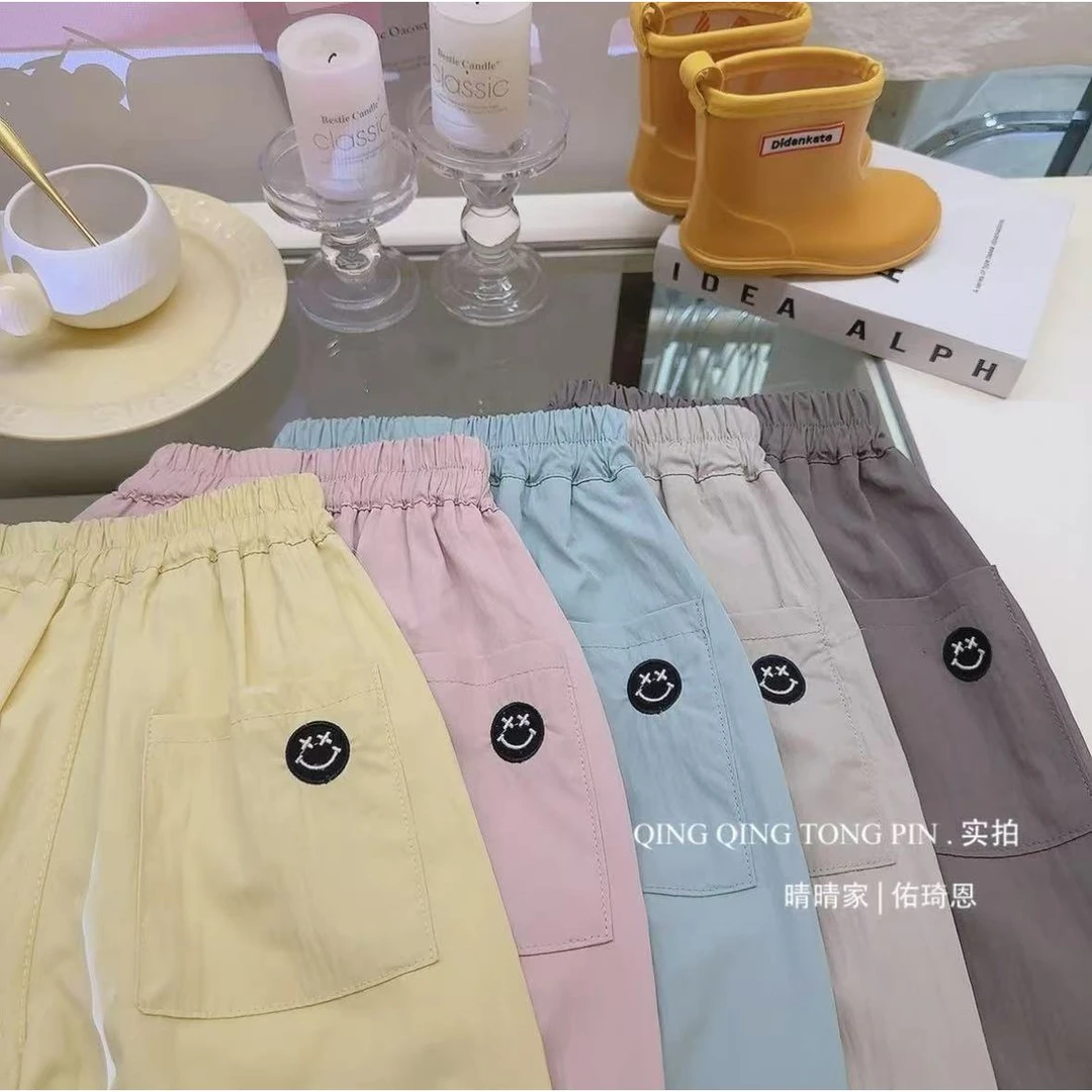 夏季男女童泡芙速干裤薄款九分裤韩版透气束脚休闲裤