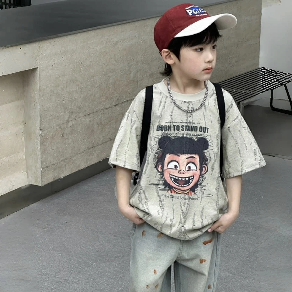 【清仓福利】男童t恤短袖2025夏装新款儿童半袖宽松宝宝薄款T中大童