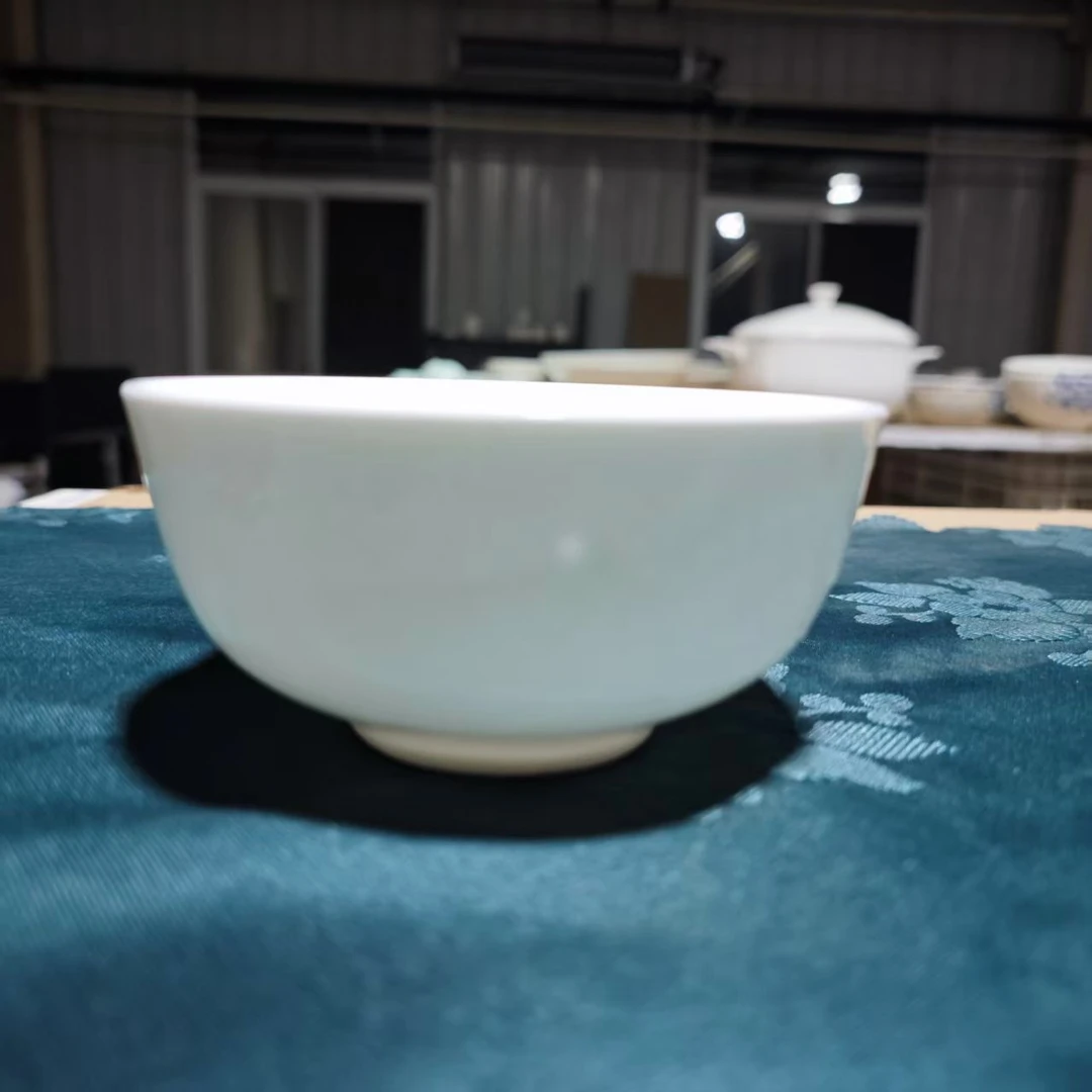 A911①】4英寸奥碗4只(小汤碗)纯白唐山骨瓷家用餐具混级
