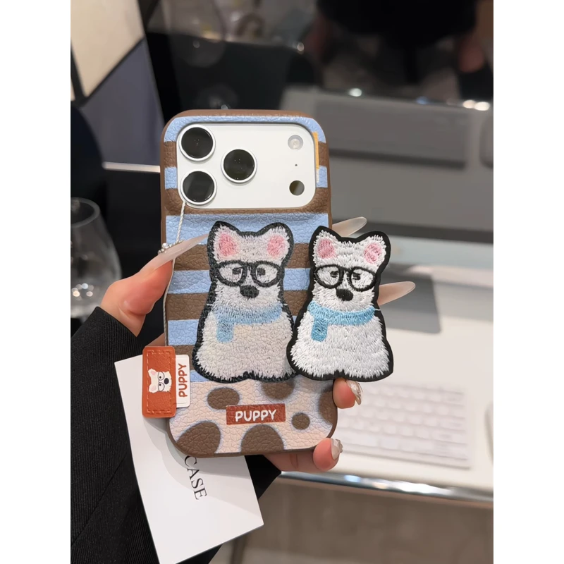 小白狗适用苹果17pro手机壳16p皮纹tpu华为p80荣耀oppo小米17防摔