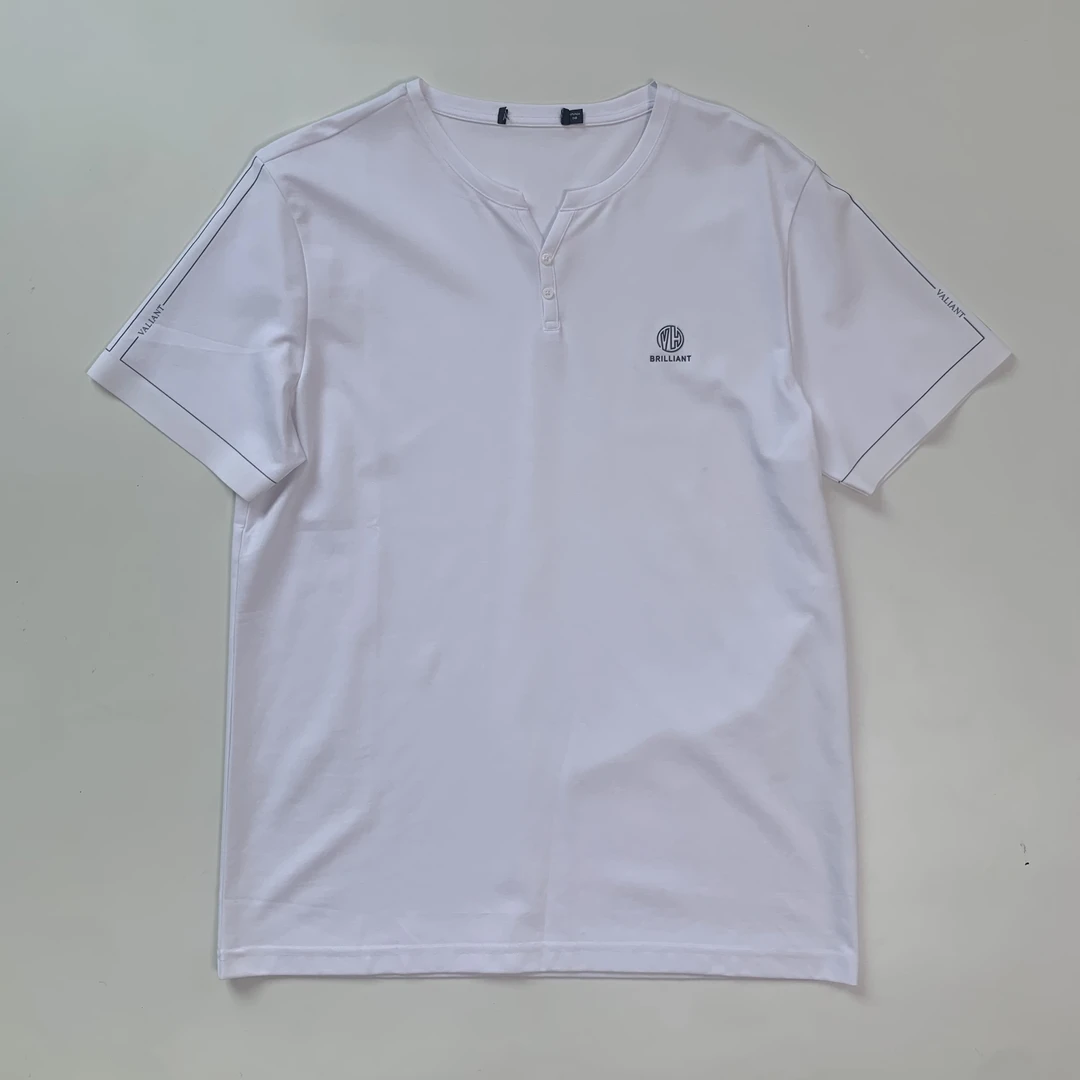 【T42】品牌断码剪标-男士夏季高级感冰爽棉短袖T恤V领圆领纯色商务