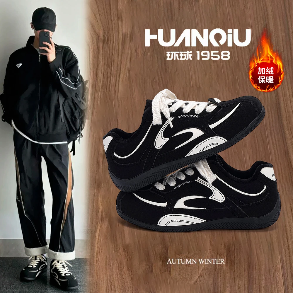 环球加绒帅气赛车鞋男鞋2025新款百搭复古时尚保暖潮流ins德训鞋