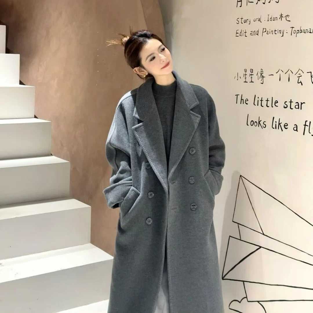 阿家专柜正品廓形羊毛百搭时尚中长款大衣 5400861-7109631-001