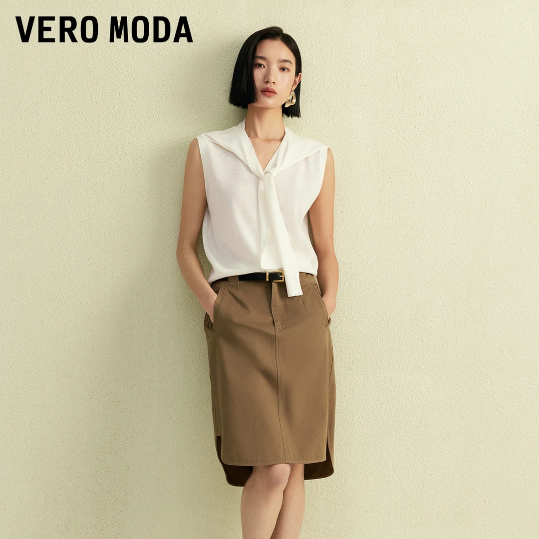 Vero Moda针织衫2025新款含麻海军风披肩纯欲慵懒无袖开衫洋气女