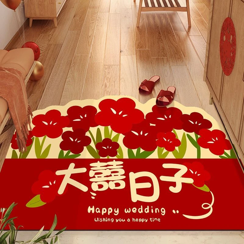 布艺硅藻泥结婚吸水喜庆入户门地垫垫子防滑门垫家用进门玄关脚垫