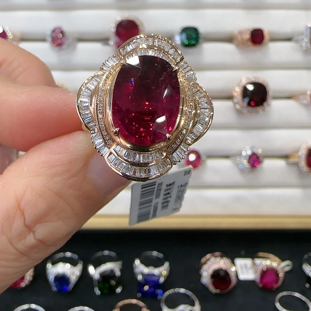 碧玺戒指18K金镶嵌5.35ct