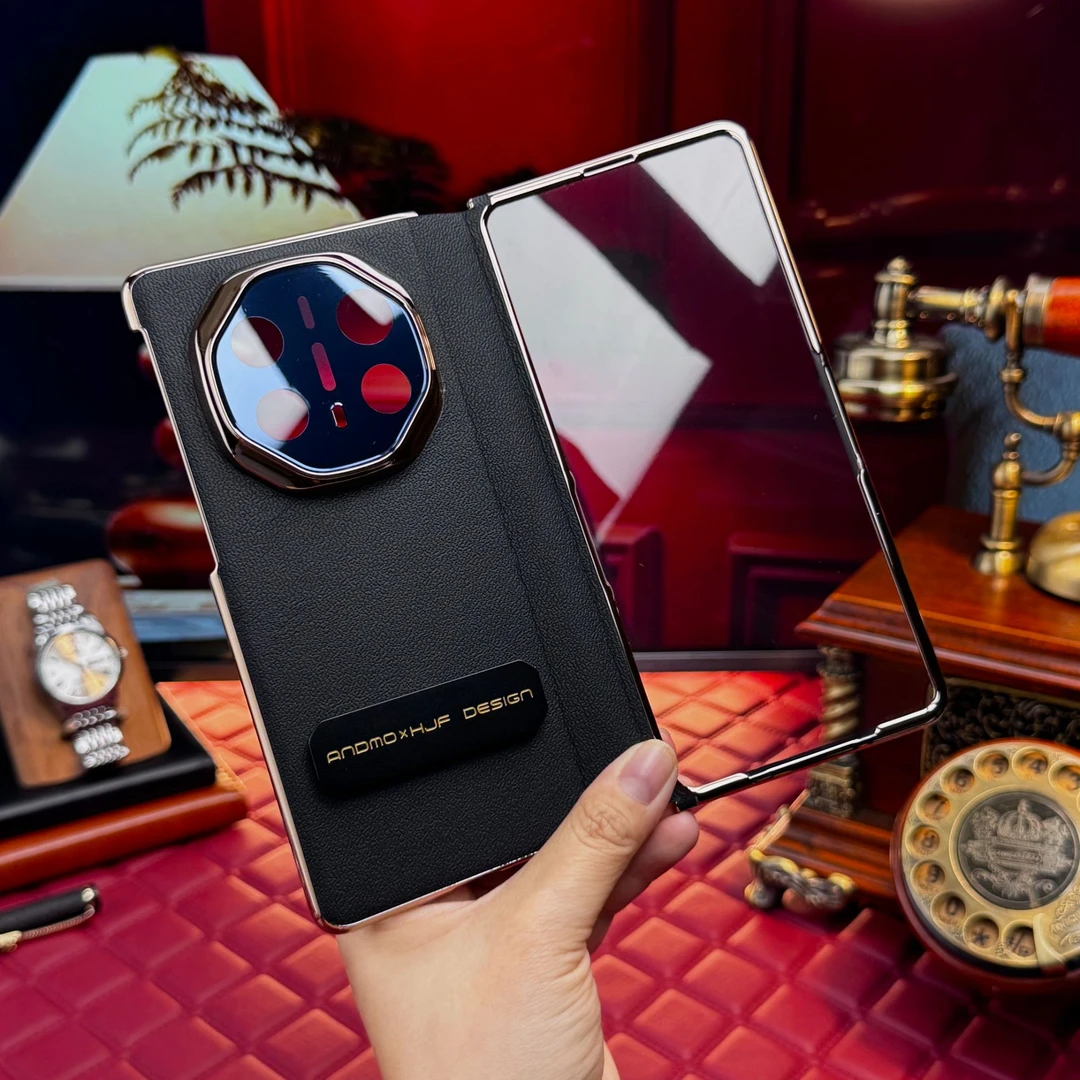 【壳膜一体】适用华为MateX6真皮旋转支架手机壳X6高档商务