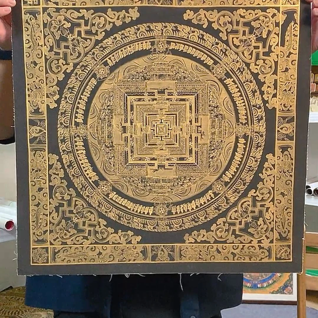 装裱画精品黑金坛城手绘唐卡