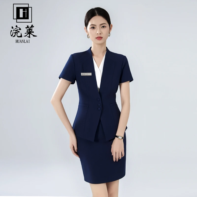 浣莱夏季新款职业装售楼部修身显瘦酒店工作服珠宝店销售西服正装